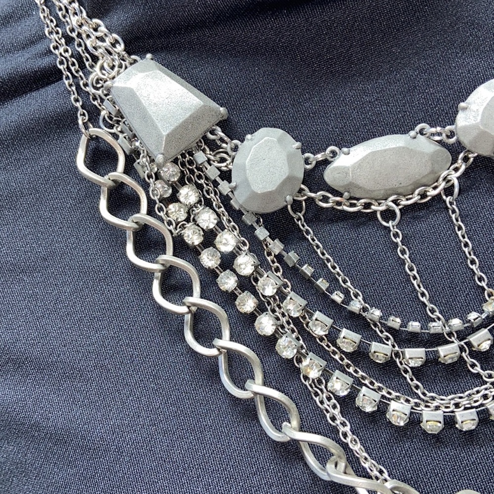 NWOT Multi-Chain & Rhinestone Victorian-Gothic Necklace - Picture 5 of 11